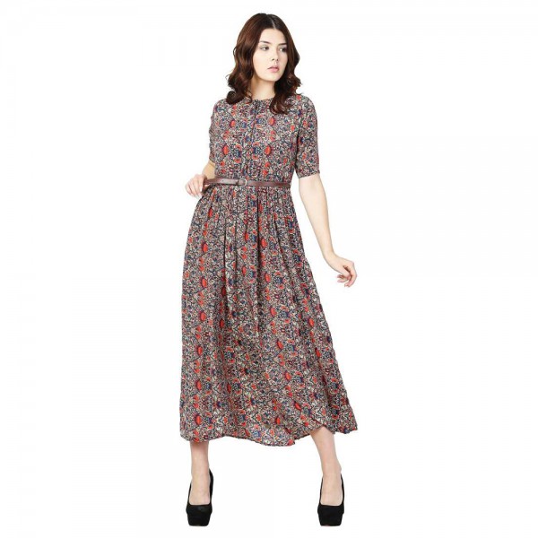 Women Fit and Flare Multicolor Dress