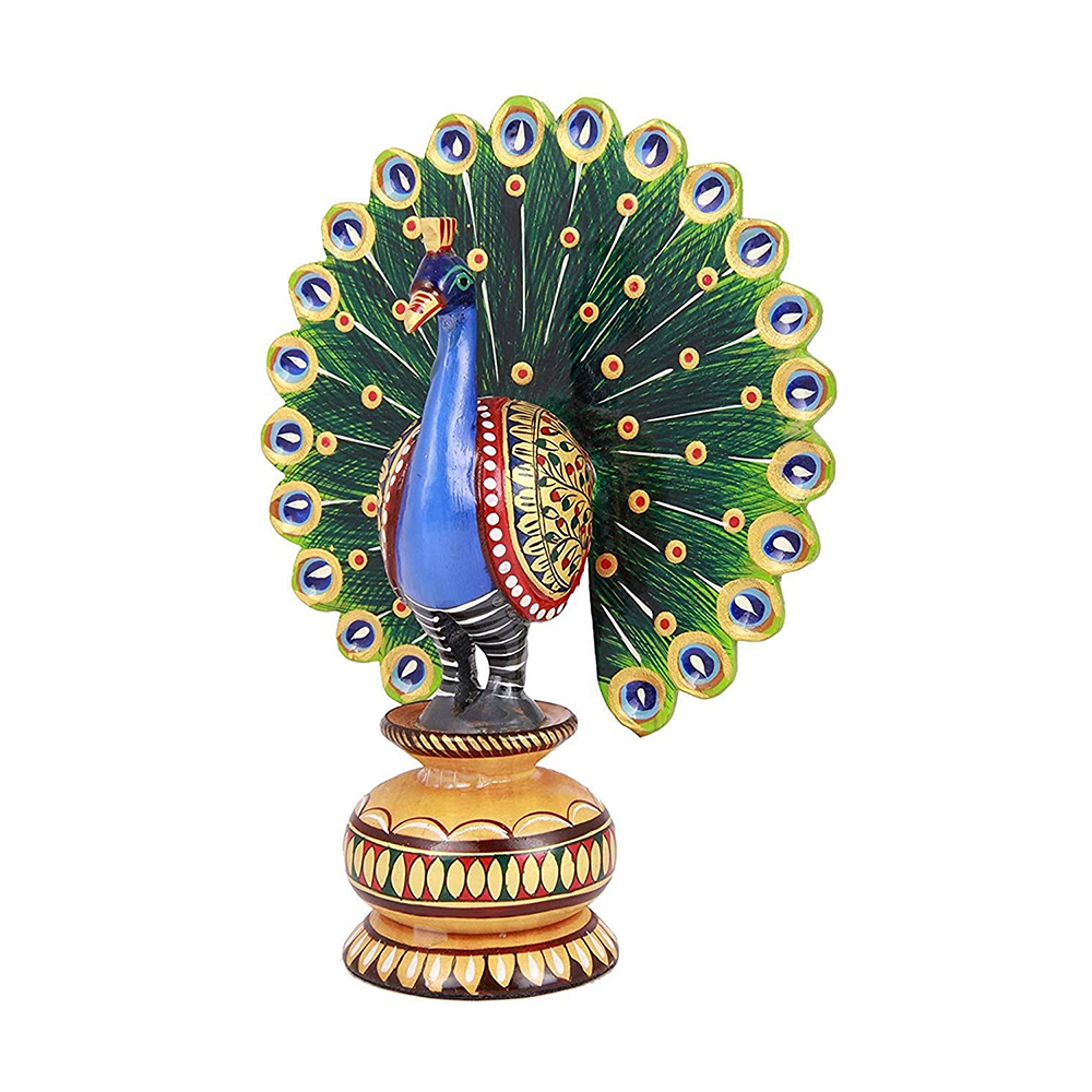 Craft Wooden Dancing Peacock Colourful
