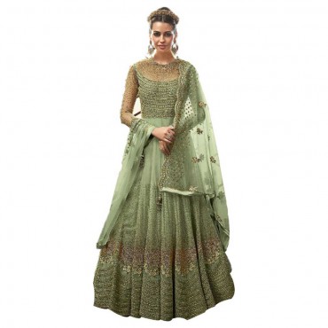 Embroidered Net Semi Stitched Anarkali Gown