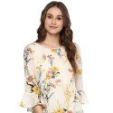 Women Beige & Pink Semi-Transparent Floral Printed Shirt